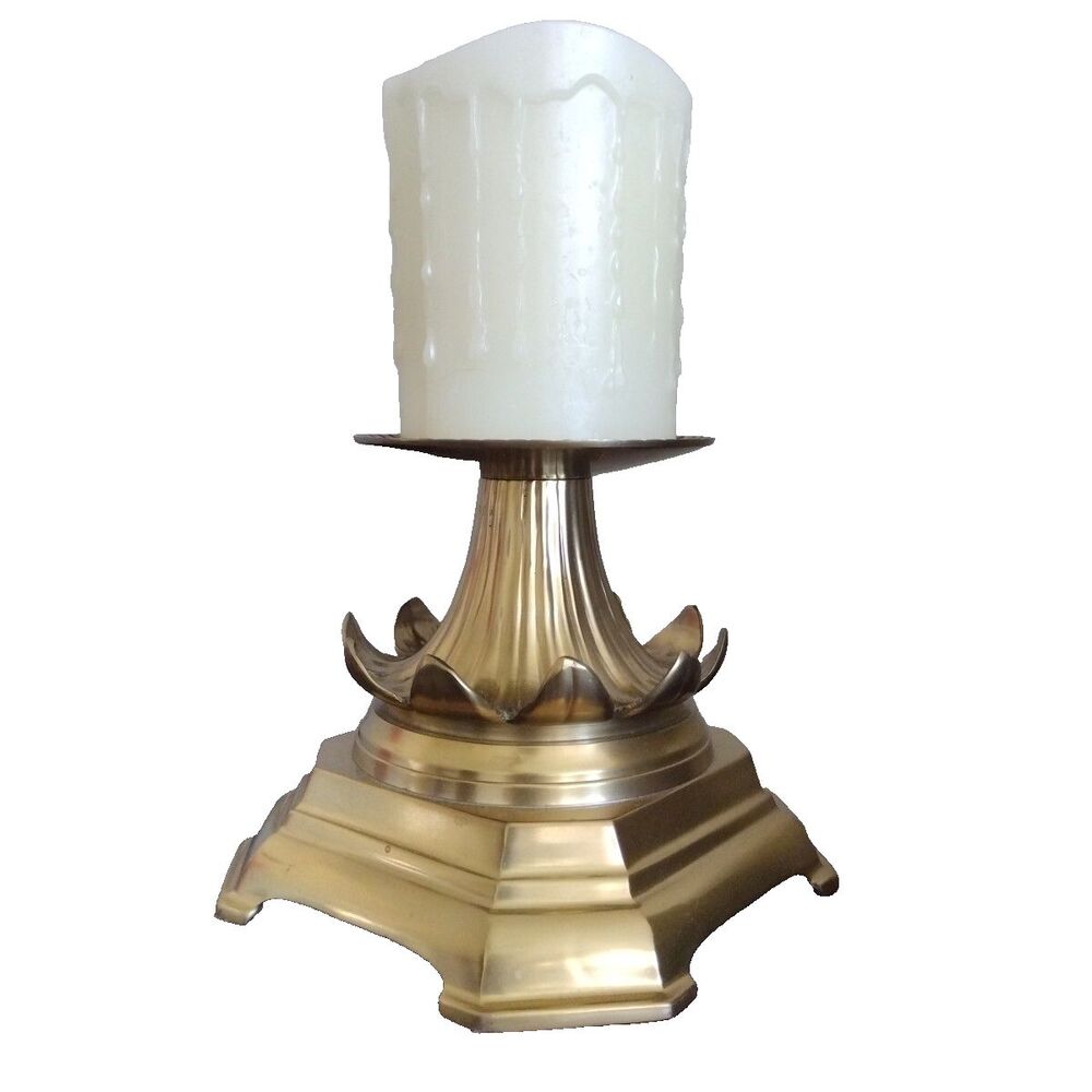 Vintage Gold Leaf Candle Holder Octagonal Made India Glamorous Table Decor